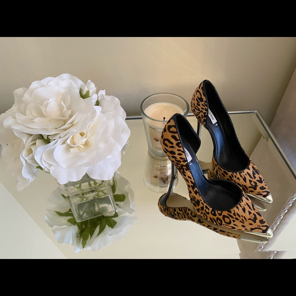 Guess Cheetah and Gold Heels
